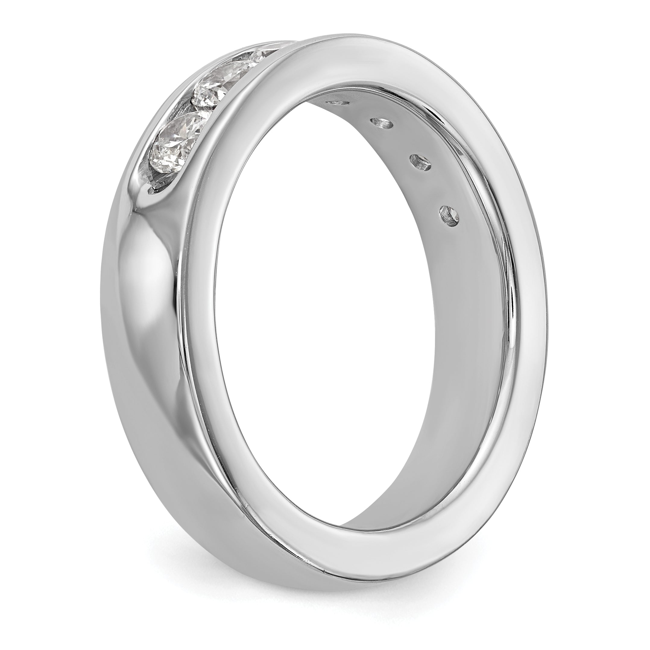 14K White Gold 7 Stone 1 Carat Round Diamond Complete Channel Band