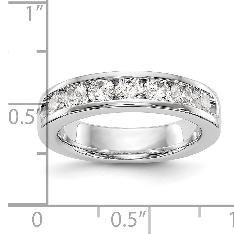 14K White Gold 7 Stone 1 Carat Round Diamond Complete Channel Band