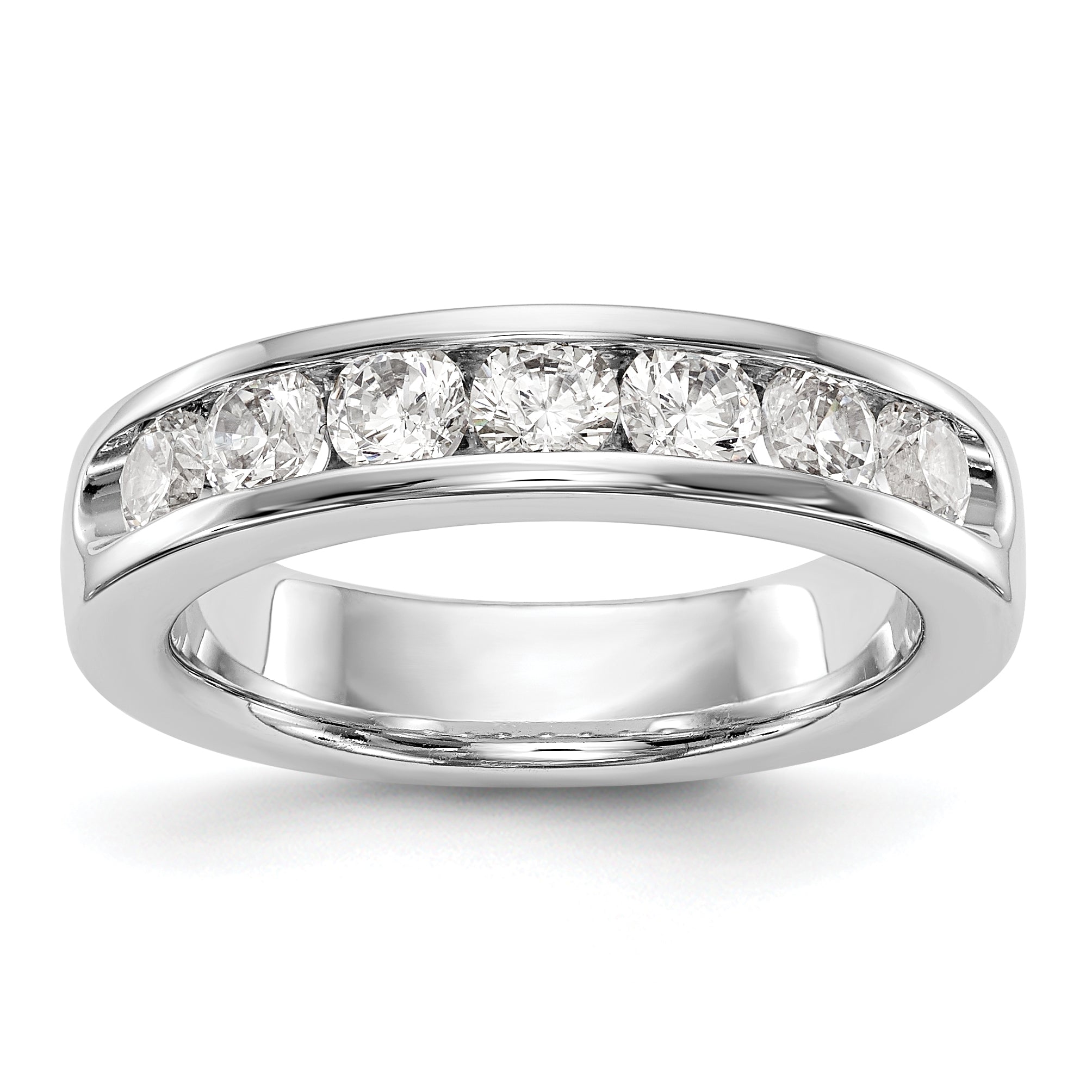 14K White Gold 7 Stone 1 Carat Round Diamond Complete Channel Band