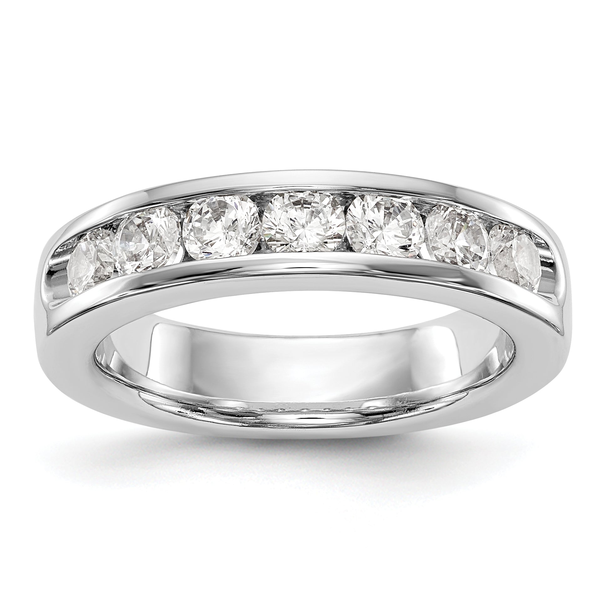 14K White Gold 7 Stone 1 Carat Round Diamond Complete Channel Band
