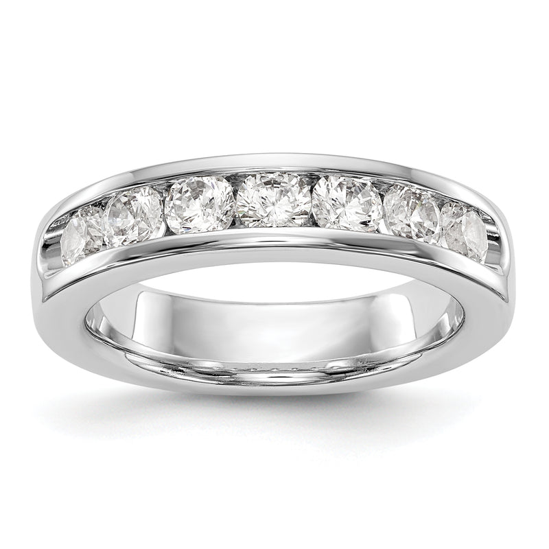 14K White Gold 7 Stone 1 Carat Round Diamond Complete Channel Band