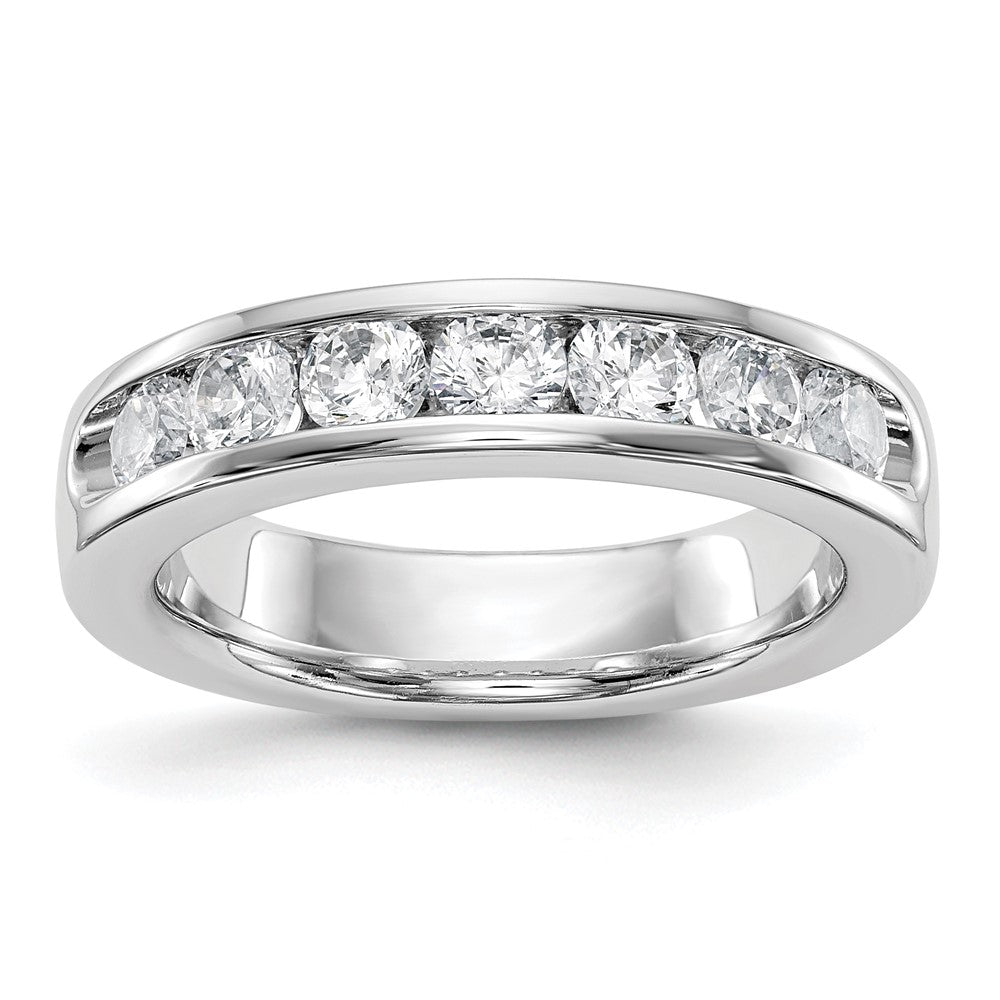 14k White Gold 7-Stone 1 carat Round Diamond Complete Channel Band