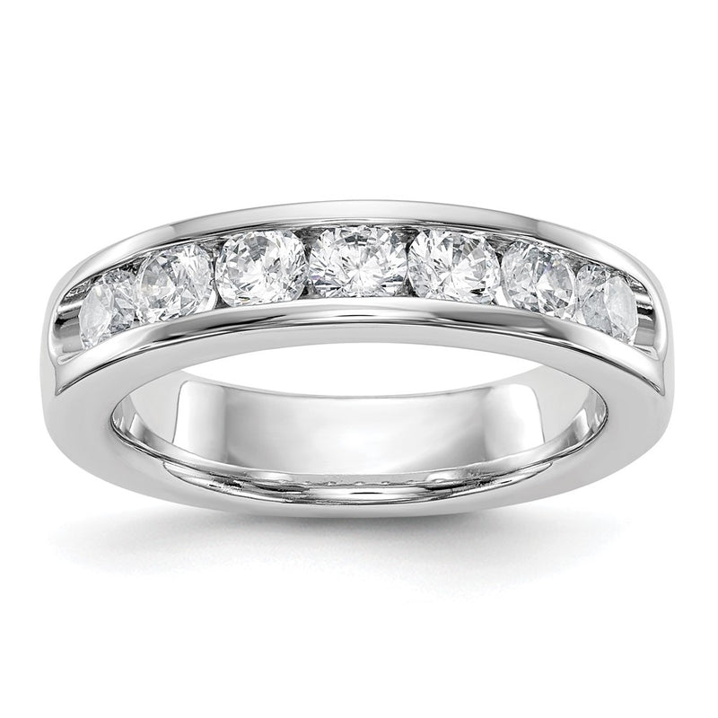 14k White Gold 7-Stone 1 carat Round Diamond Complete Channel Band