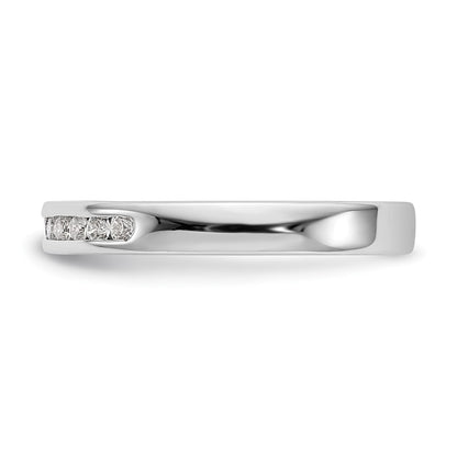 14K White Gold 7 Stone 1/8 Carat Round Diamond Complete Channel Band