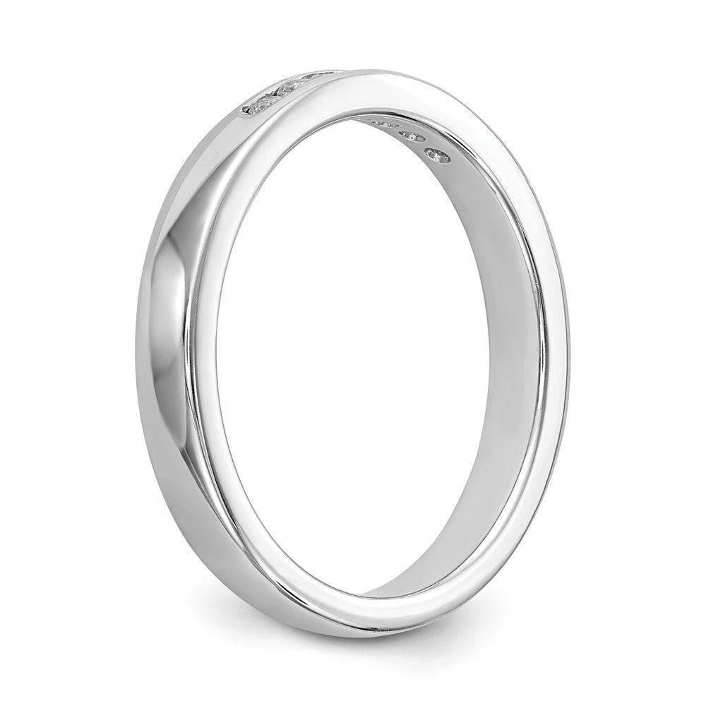 14K White Gold 7 Stone 1/8 Carat Round Diamond Complete Channel Band