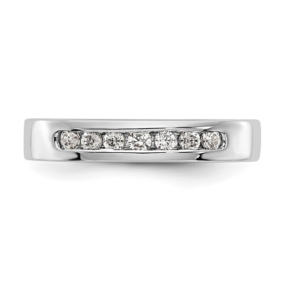 14K White Gold 7 Stone 1/5 Carat Round Diamond Complete Channel Band
