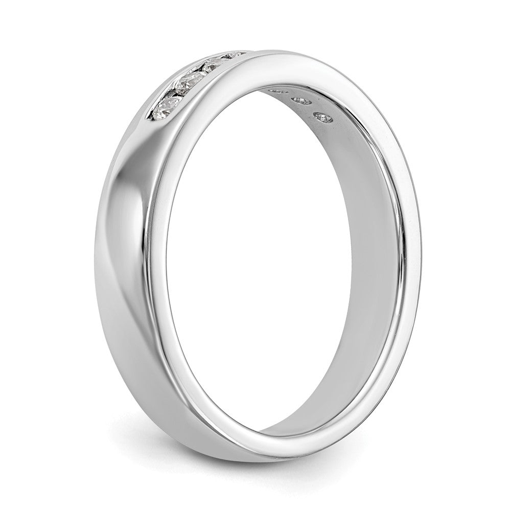 14K White Gold 7 Stone 1/5 Carat Round Diamond Complete Channel Band