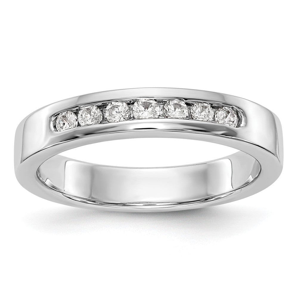 14K White Gold 7 Stone 1/5 Carat Round Diamond Complete Channel Band