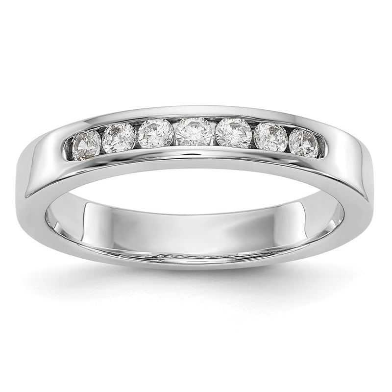 14K White Gold 7 Stone 1/4 Carat Round Diamond Complete Channel Band