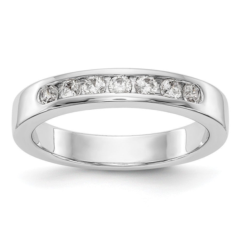 14K White Gold 7-Stone Real Diamond Channel Band