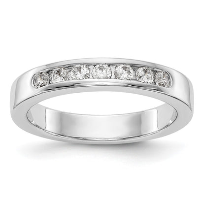 14K White Gold 7-Stone Real Diamond Channel Band