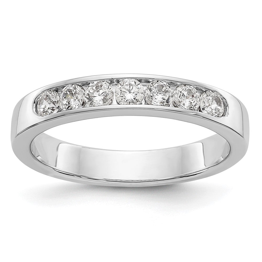 14K White Gold 7 Stone 3/8 Carat Round Diamond Complete Channel Band