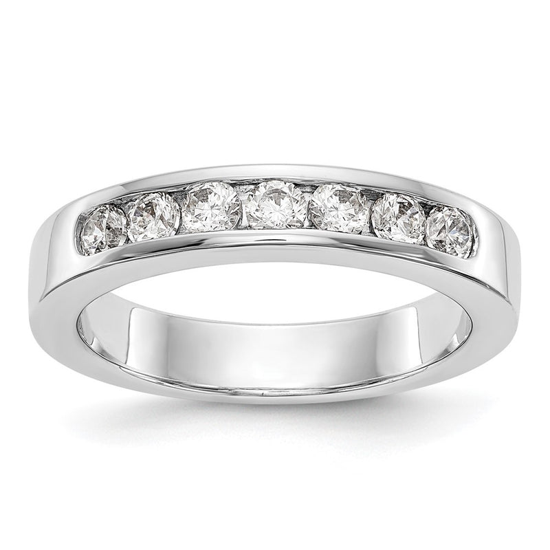 14K White Gold 7 Stone 1/2 Carat Round Diamond Complete Channel Band