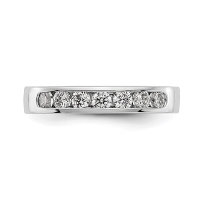 14K White Gold 7 Stone 1/2 Carat Round Diamond Complete Channel Band