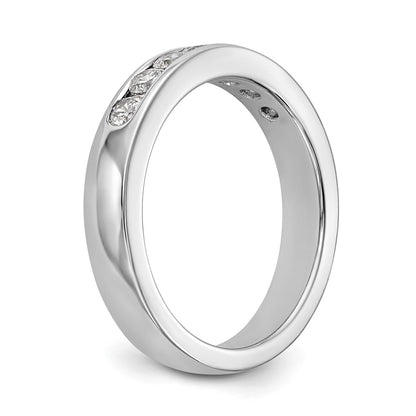 14K White Gold 7 Stone 1/2 Carat Round Diamond Complete Channel Band