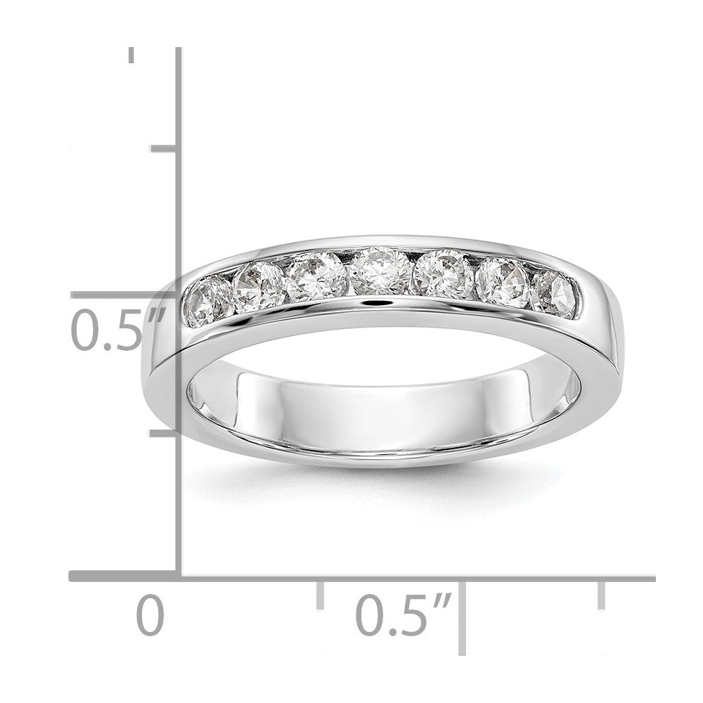 14K White Gold 7 Stone 1/2 Carat Round Diamond Complete Channel Band