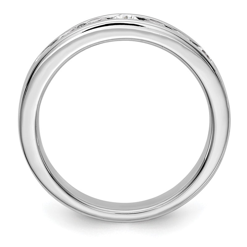 14K White Gold 7 Stone 5/8 Carat Round Diamond Complete Channel Band