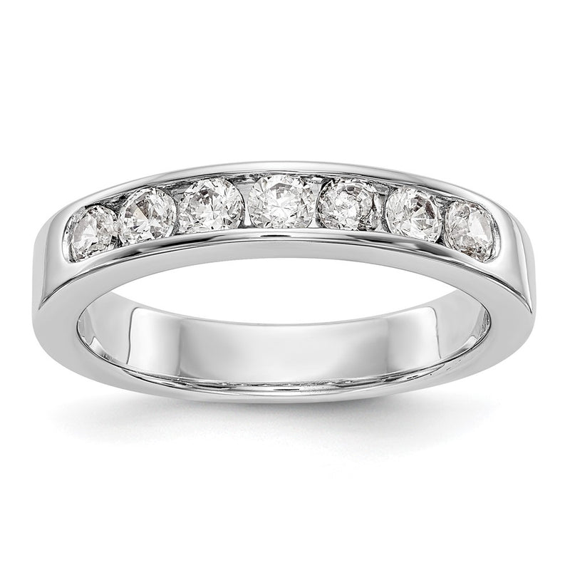 14K White Gold 7 Stone 5/8 Carat Round Diamond Complete Channel Band