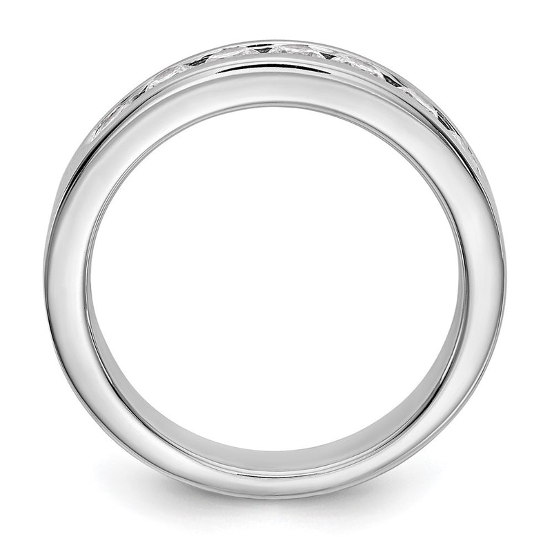 14K White Gold 7 Stone 5/8 Carat Round Diamond Complete Channel Band
