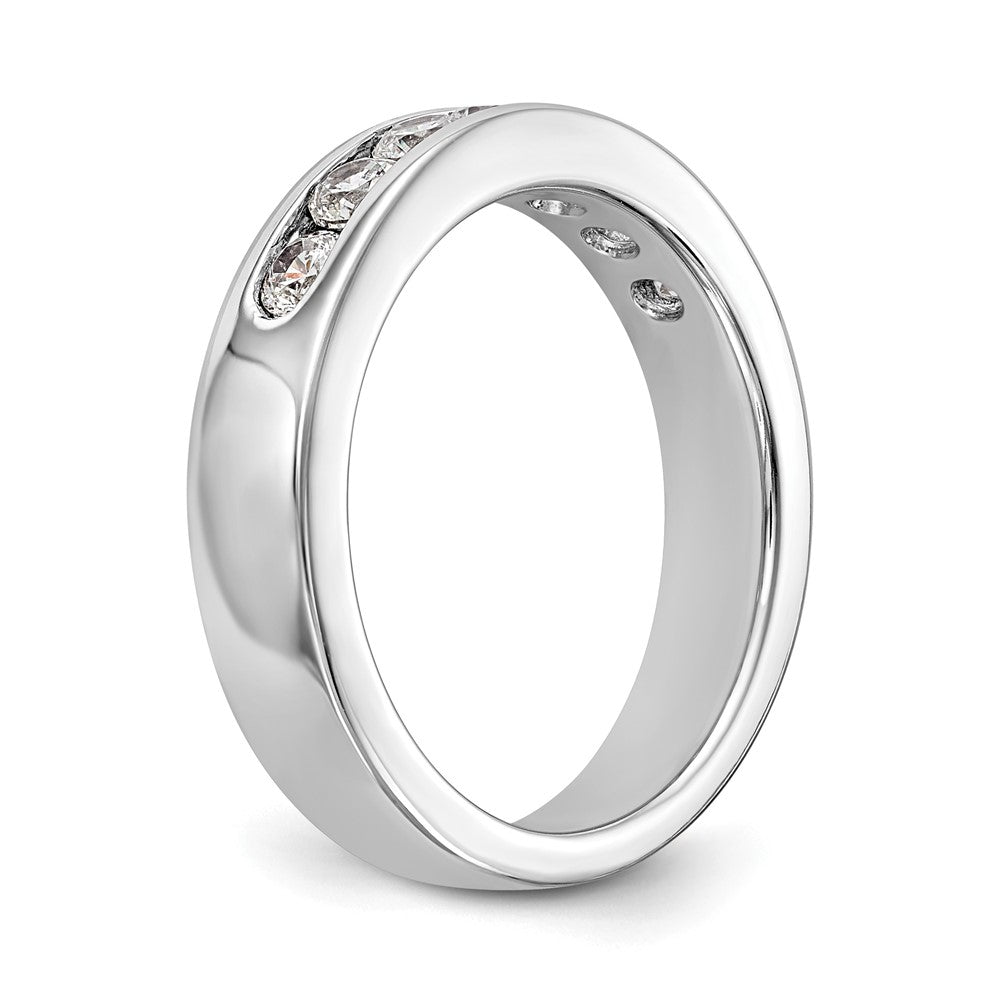 Platinum 7-Stone 3/4 carat Round Diamond Complete Channel Wedding Band Ring