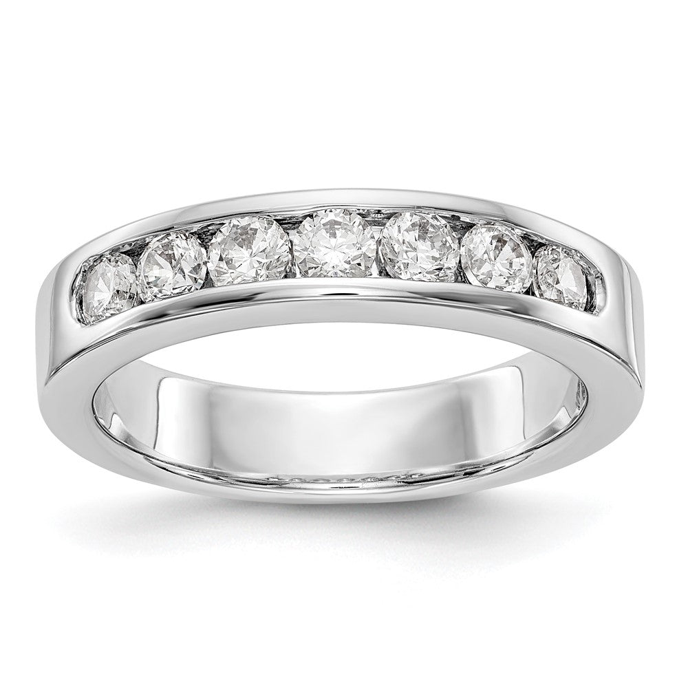 Platinum 7-Stone 3/4 carat Round Diamond Complete Channel Wedding Band Ring