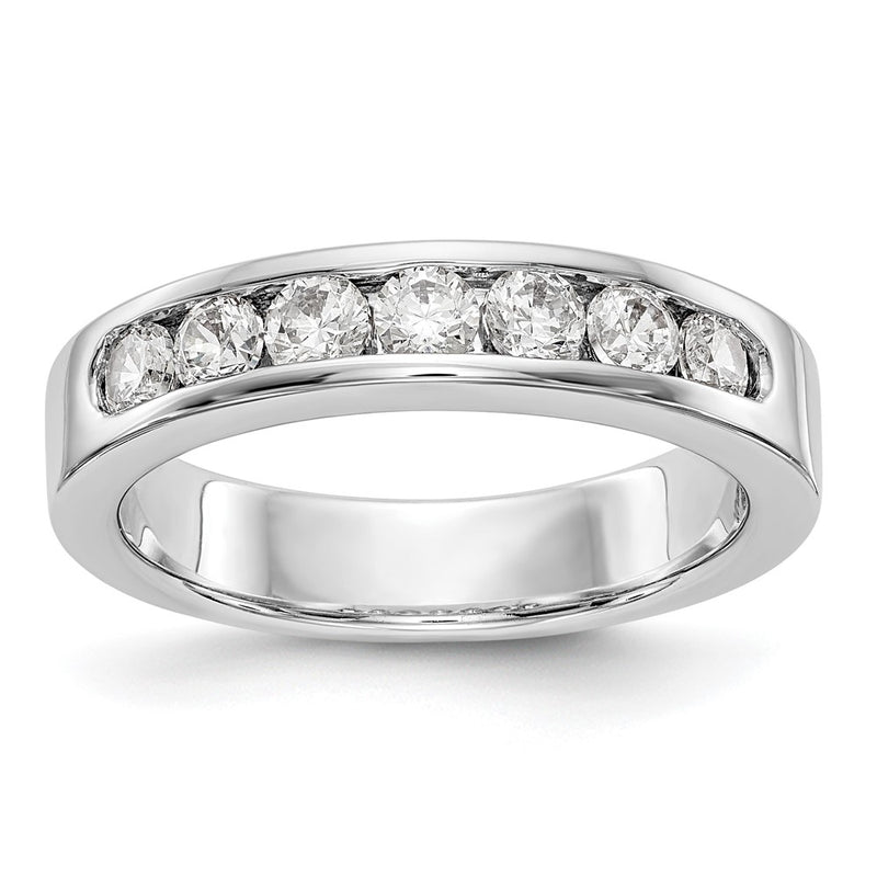 14K White Gold 7 Stone 5/8 Carat Round Diamond Complete Channel Band