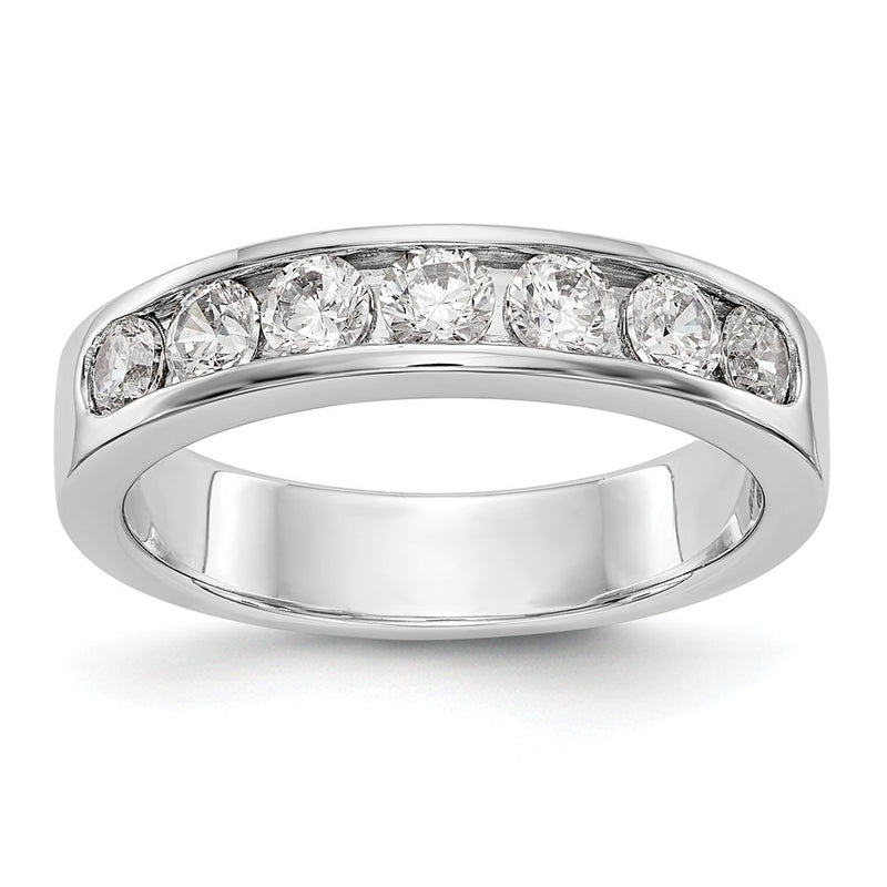 14K White Gold 7 Stone 3/4 Carat Round Diamond Complete Channel Band
