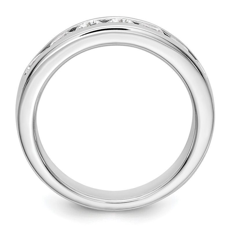 14K White Gold 7 Stone 1 Carat Round Diamond Complete Channel Band