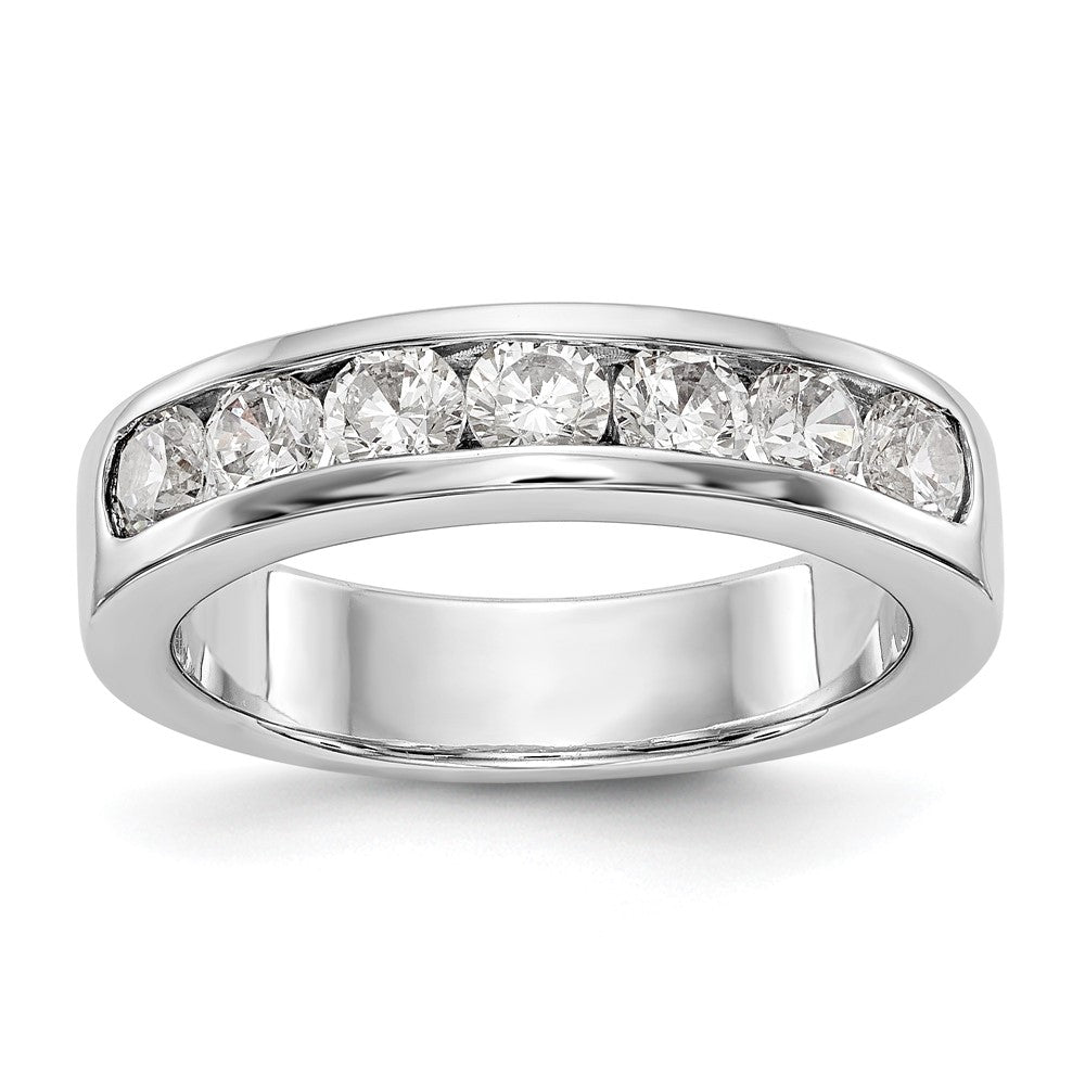 Platinum 7-Stone 1 carat Round Diamond Complete Channel Wedding Band Ring