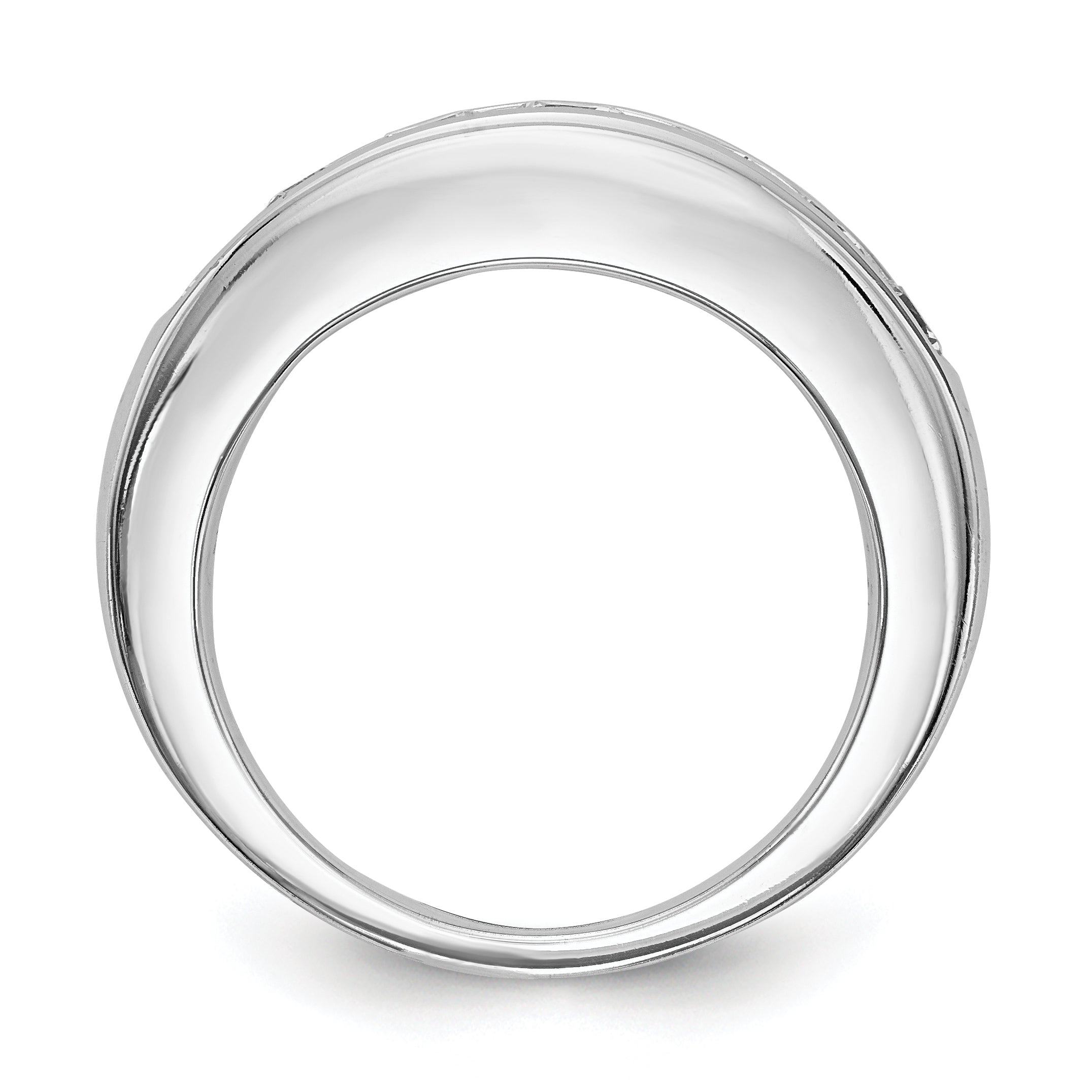 14K White Gold 7-Stone Real Diamond Channel Band