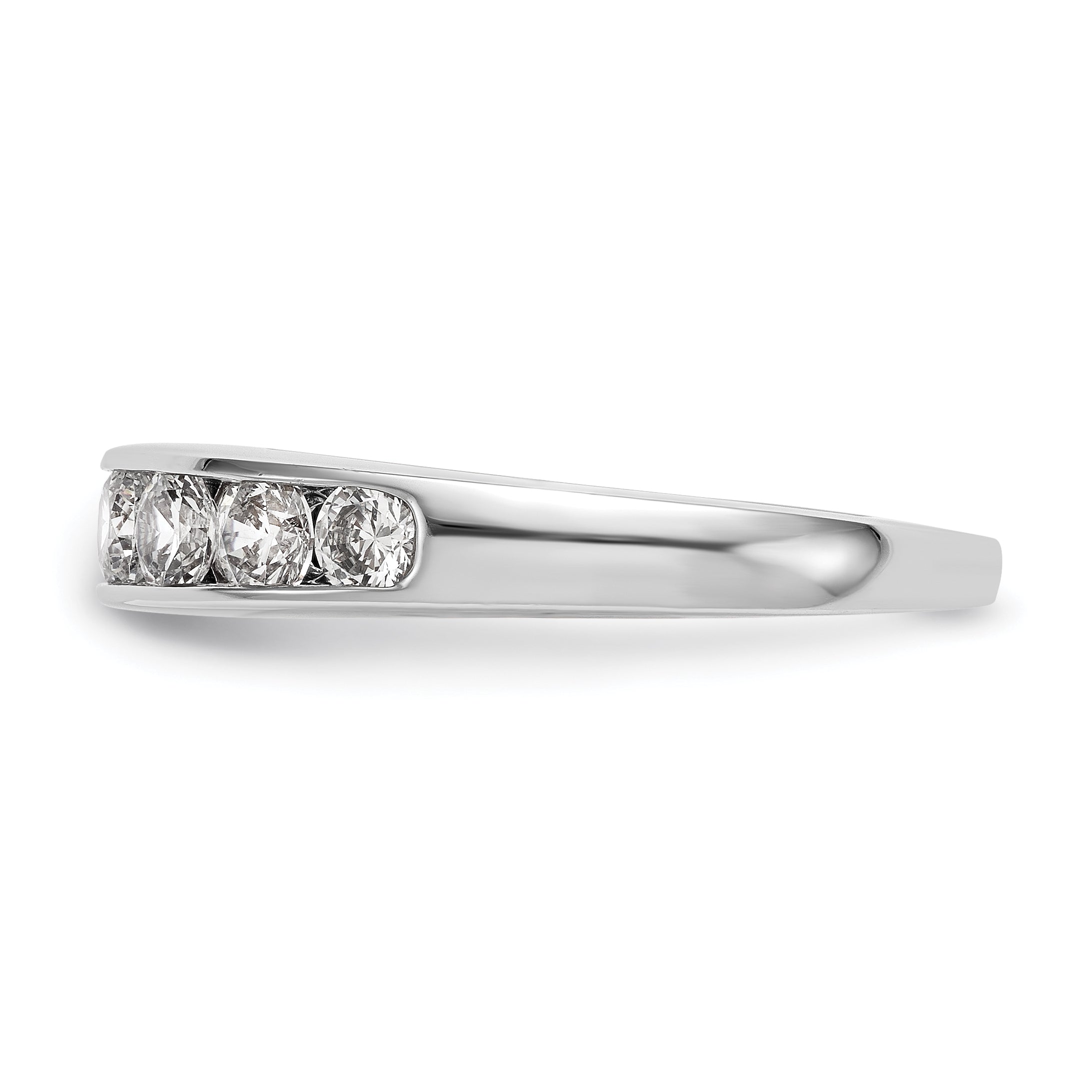 14K White Gold 7-Stone Real Diamond Channel Band