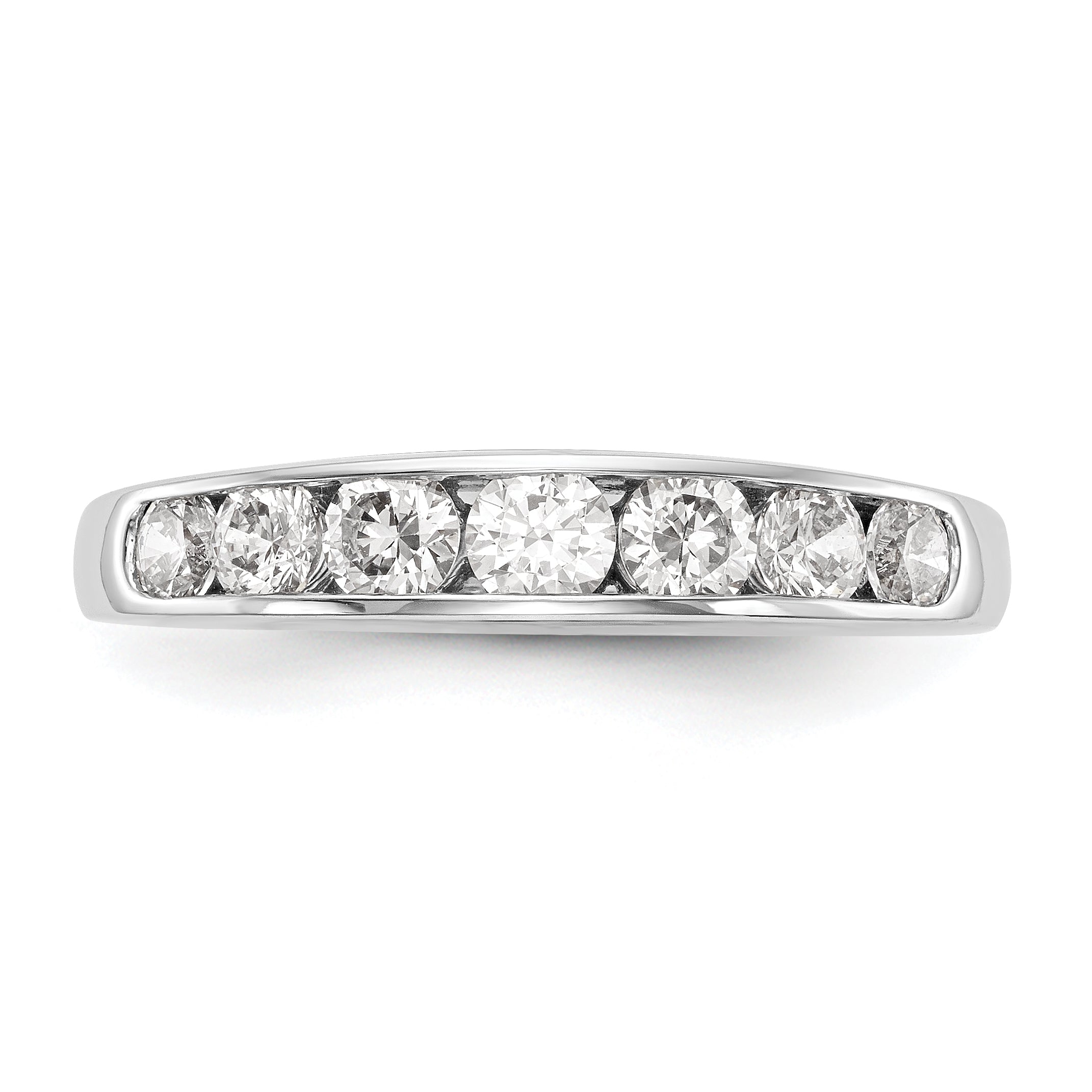 14K White Gold 7-Stone Real Diamond Channel Band
