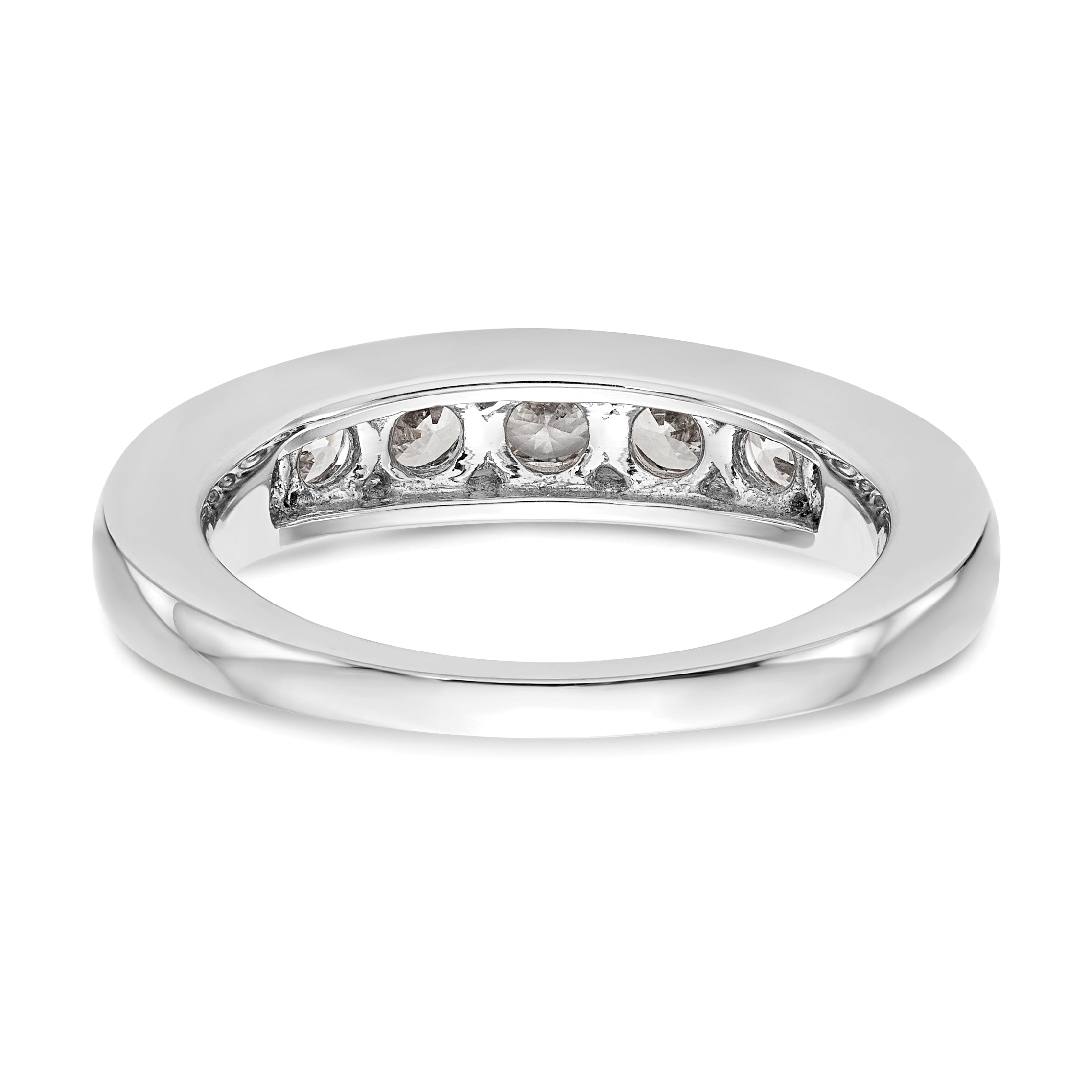 14K White Gold 7-Stone Real Diamond Channel Band