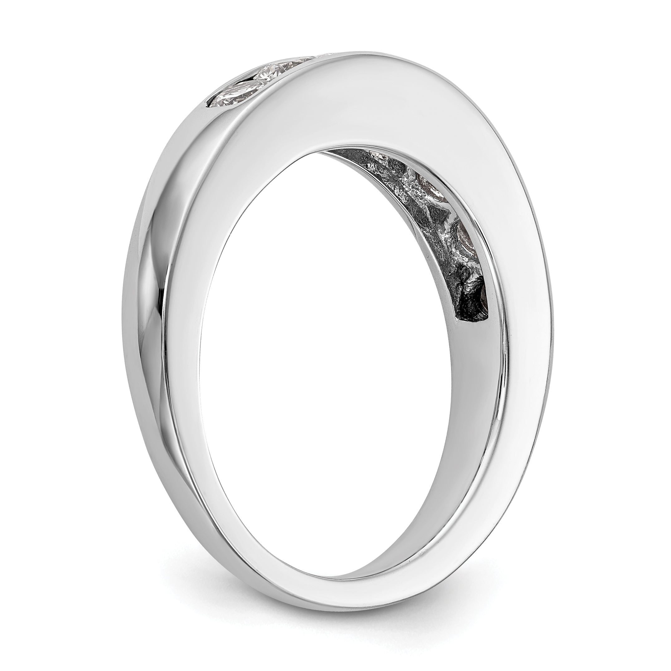 14K White Gold 7-Stone Real Diamond Channel Band