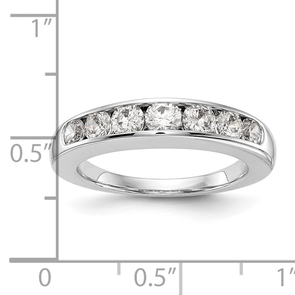 14K White Gold 7-Stone Real Diamond Channel Band
