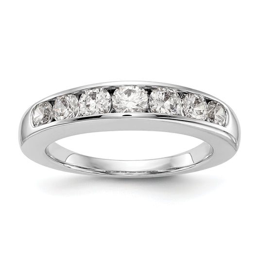 14K White Gold 7-Stone Real Diamond Channel Band
