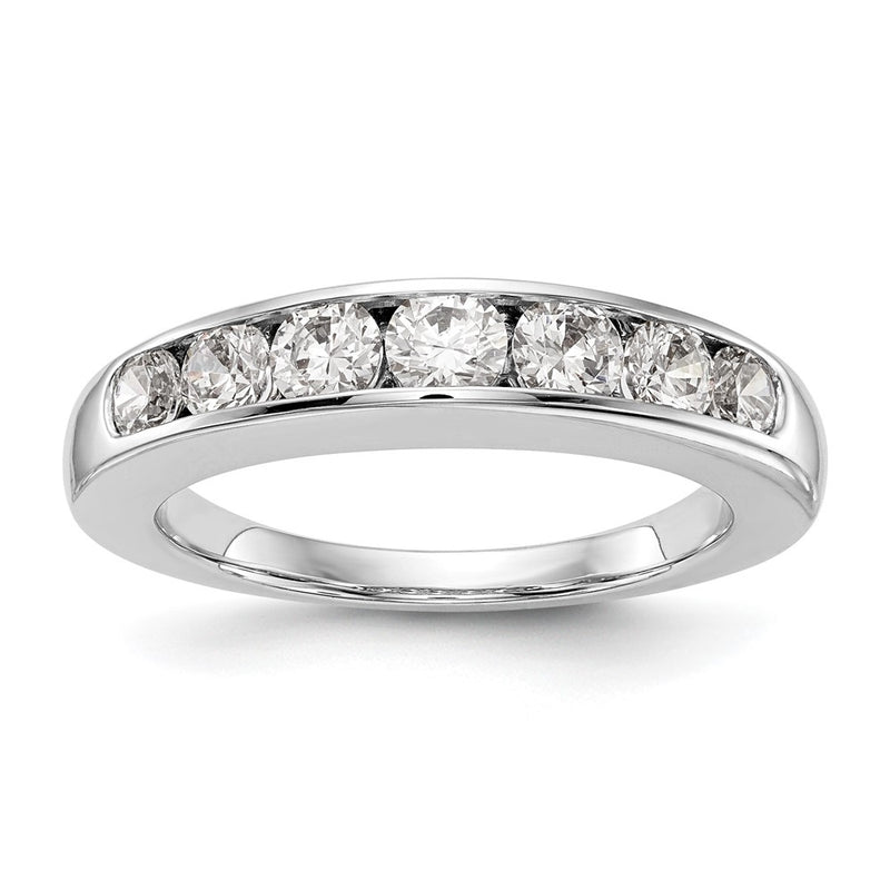 14K White Gold 7-Stone Real Diamond Channel Band
