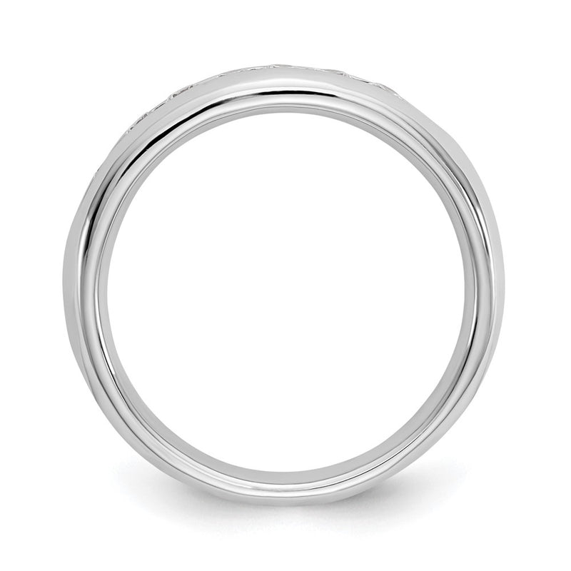 14K White Gold 7-Stone Real Diamond Channel Band