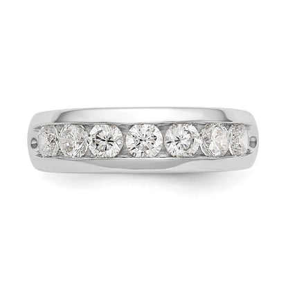14K White Gold 7 Stone 1 Carat Round Diamond Complete Channel Band