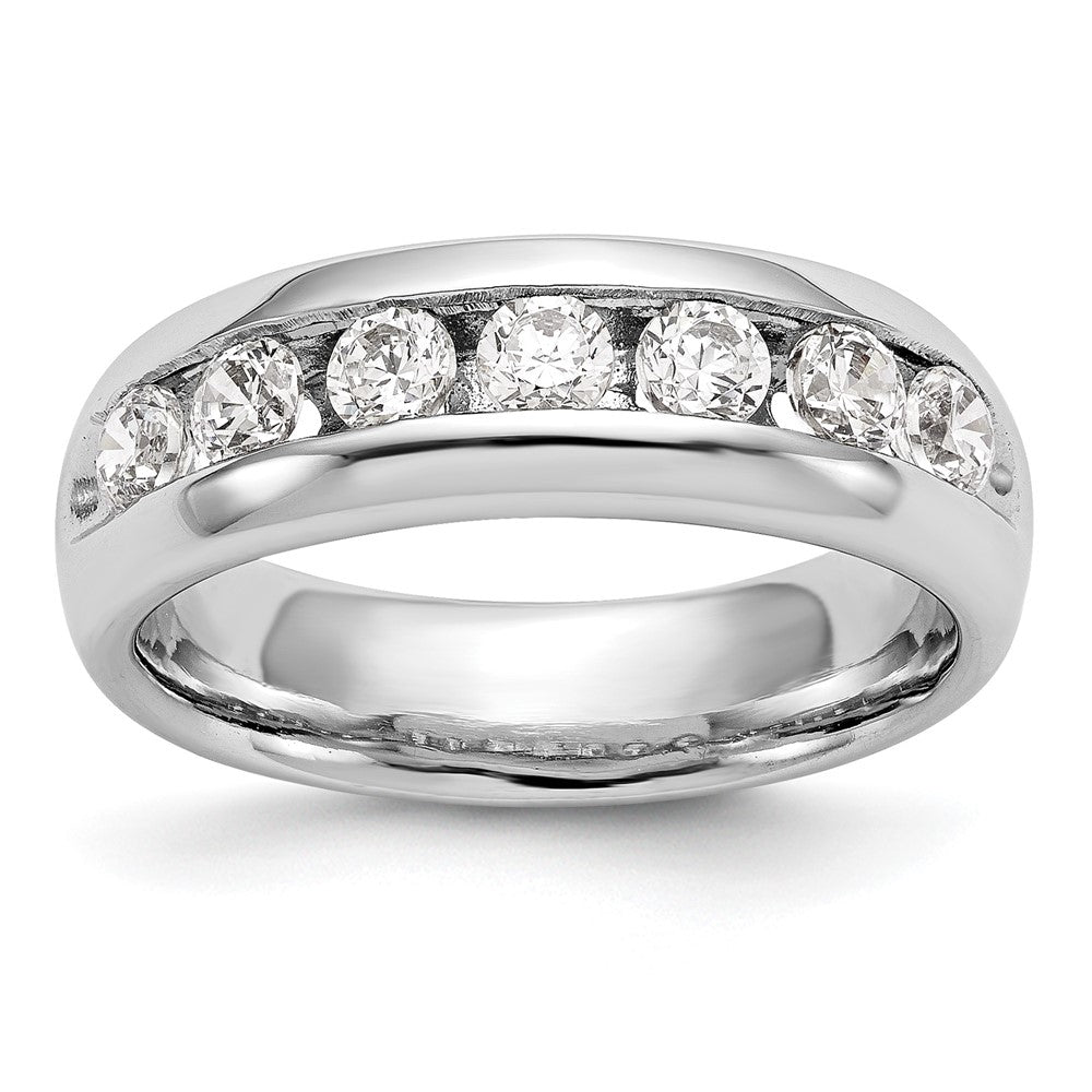 14K White Gold 7 Stone 1 Carat Round Diamond Complete Channel Band