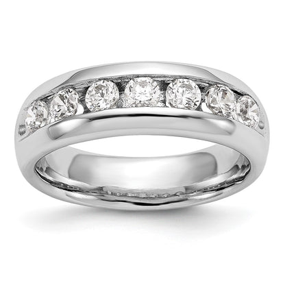 14K White Gold 7 Stone 1 Carat Round Diamond Complete Channel Band