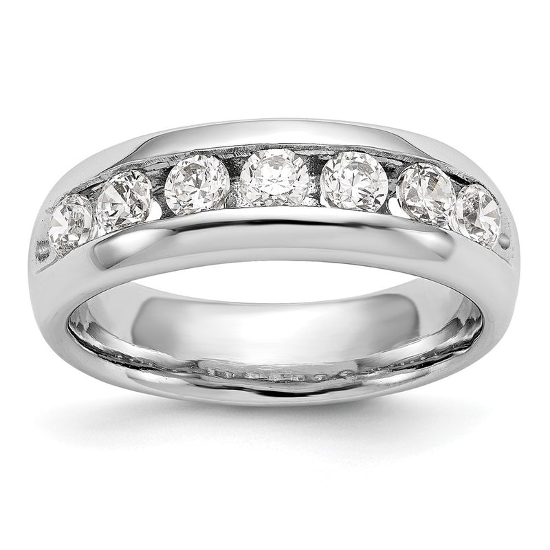 14K White Gold 7 Stone 1 Carat Round Diamond Complete Channel Band