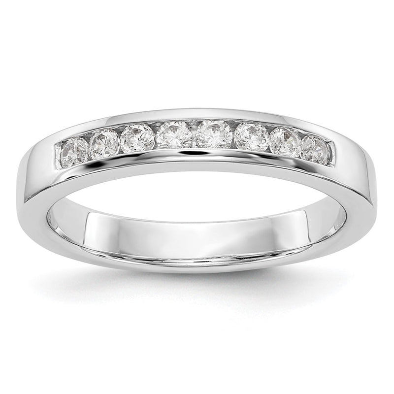 14K White Gold 8 Stone 1/3 Carat Round Diamond Complete Channel Band