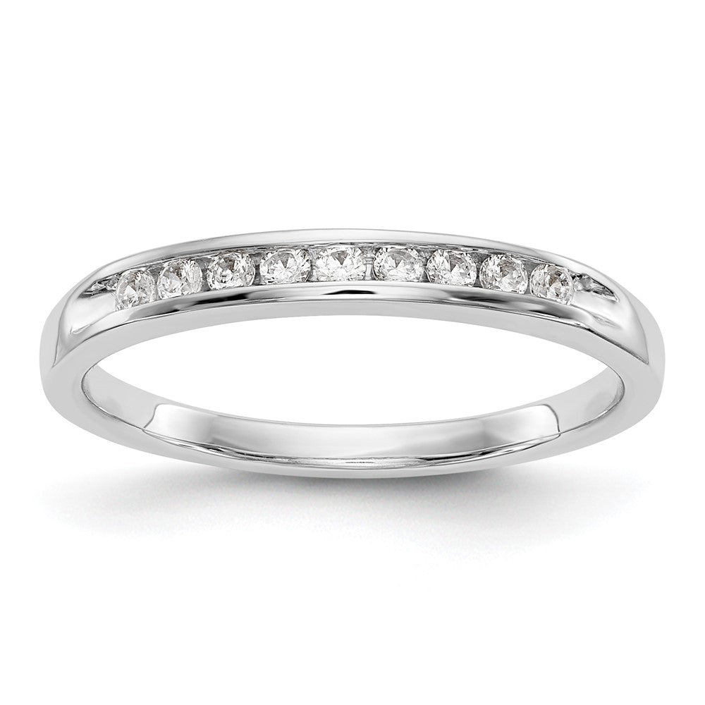 14K White Gold 9-Stone Real Diamond Channel Band