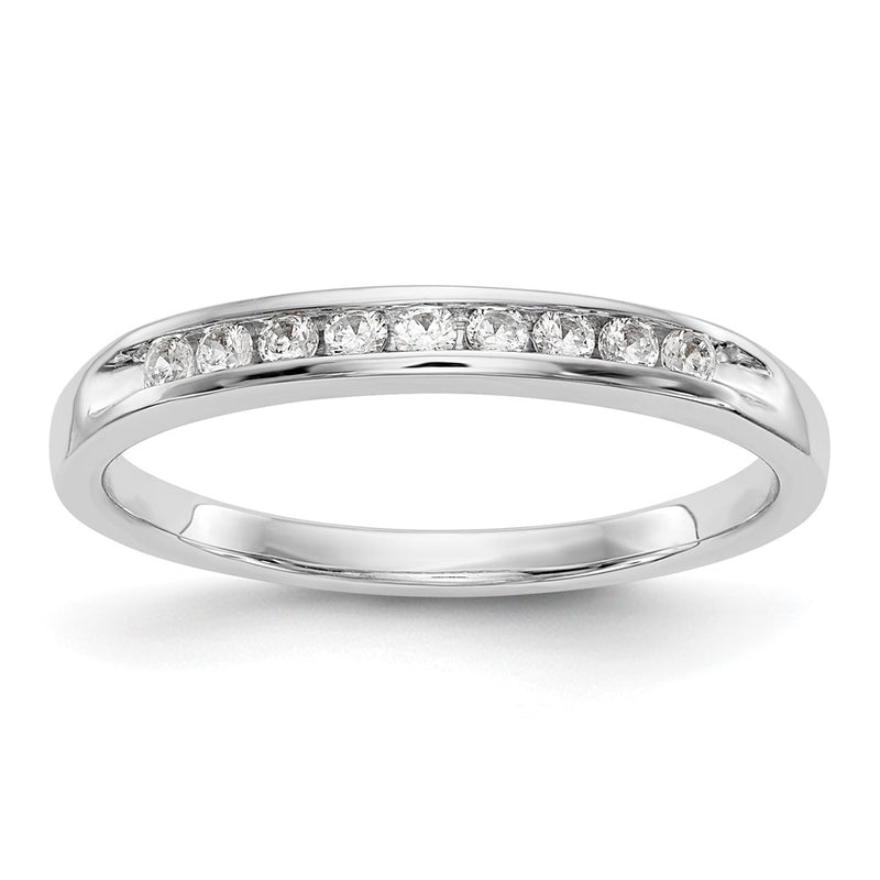 14K White Gold 9-Stone Real Diamond Channel Band