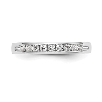 14k White Gold 9-Stone 1/3 carat Round Diamond Complete Channel Band