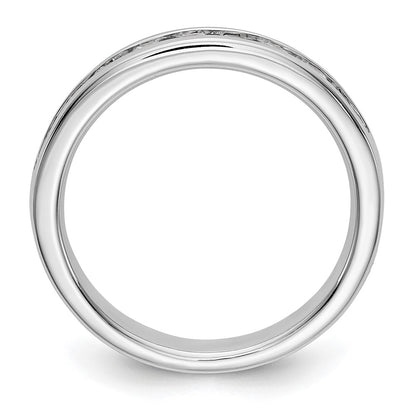 14K White Gold 9-Stone Real Diamond Channel Band