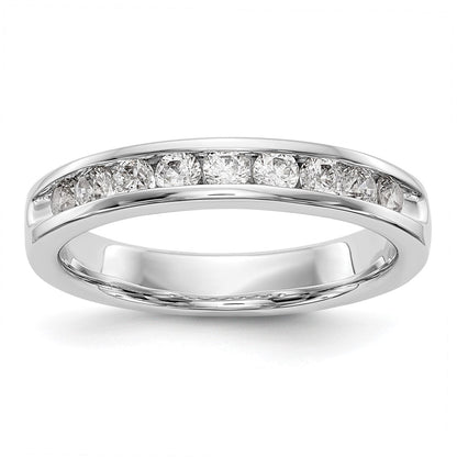 14k White Gold 9-Stone 1/2 carat Round Diamond Complete Channel Band