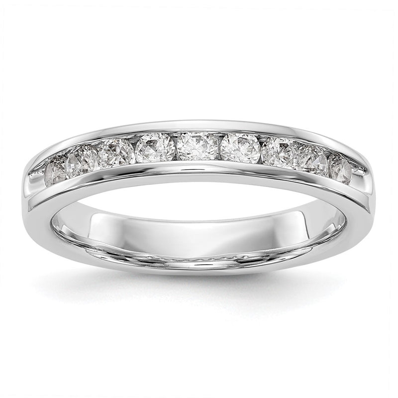 14K White Gold 9-Stone Real Diamond Channel Band
