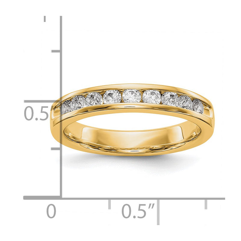 14K Yellow Gold 9 Stone Diamond Channel Band A4 Diamonds Si1/Si2 G I